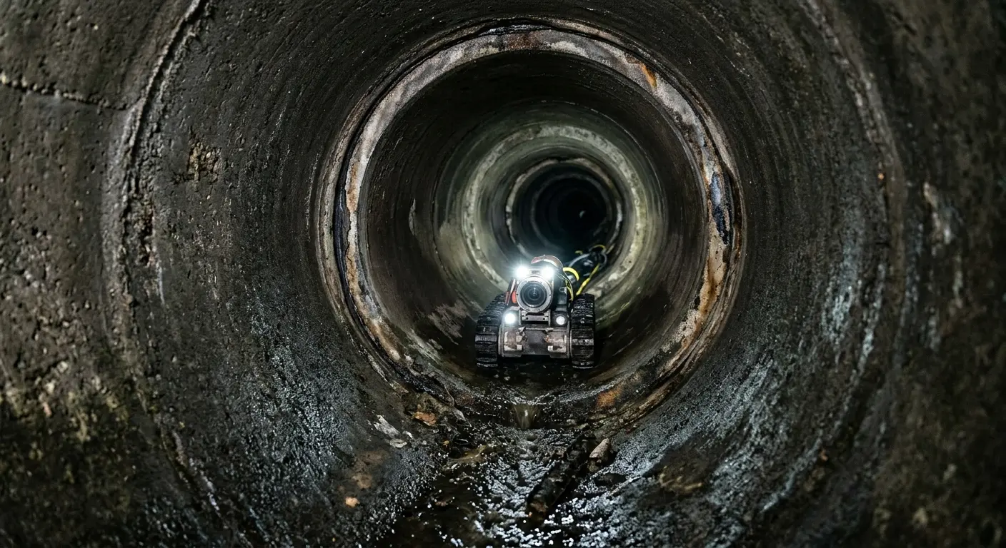 Robotic sewer camera inspecting pipe interior for Sewer Line Repair in Charles Town